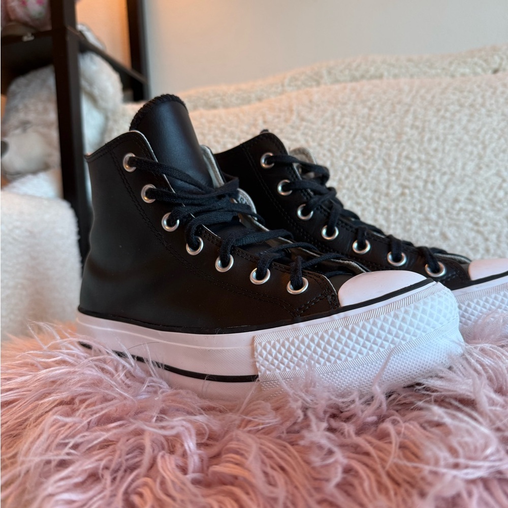 Converse Black Canvas High-Tops with White Soles - Picture 4 of 6